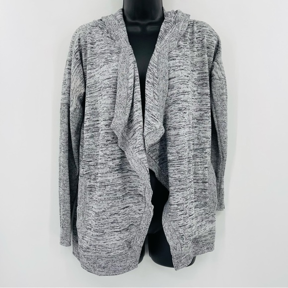 Athleta blissful wrap cardigan sweater hooded grey space dye women's size xs‎ - Picture 12 of 13